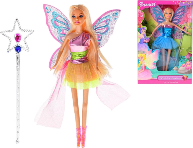 Poupée fée articulée avec ailes et baguette magique, 29 cm