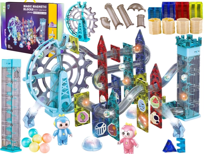 Cubes magnétiques lumineux – circuit de billes 129 pièces