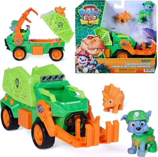 Spin Master Pat’ Patrouille Dino Rescue – Camion de recyclage de Rocky avec figurines, 23 cm