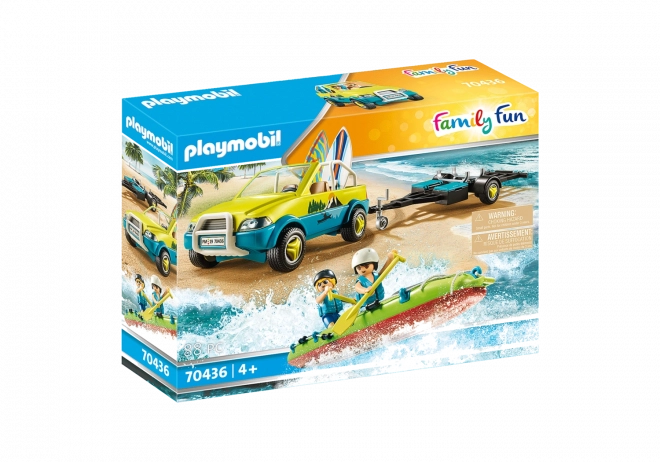 PLAYMOBIL FAMILY FUN voiture de plage avec remorque pour bateau