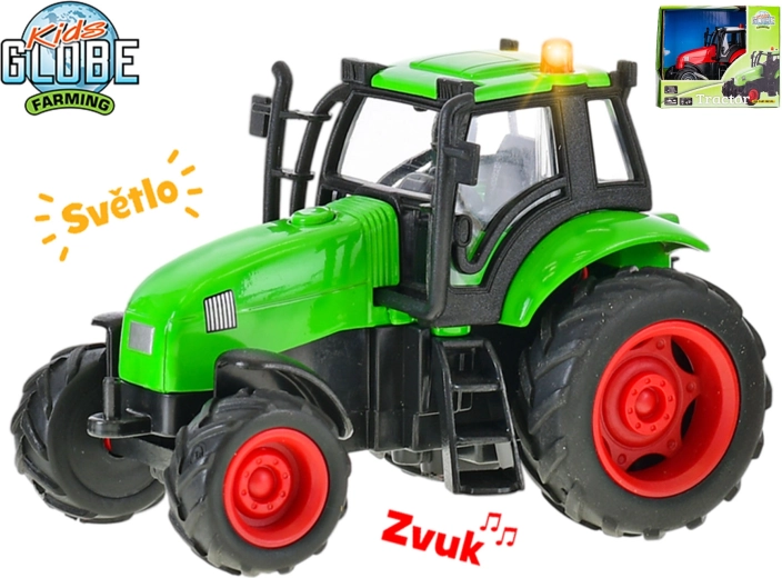 Kids Globe Farming tracteur en métal 11 cm à inertie, avec lumière et son