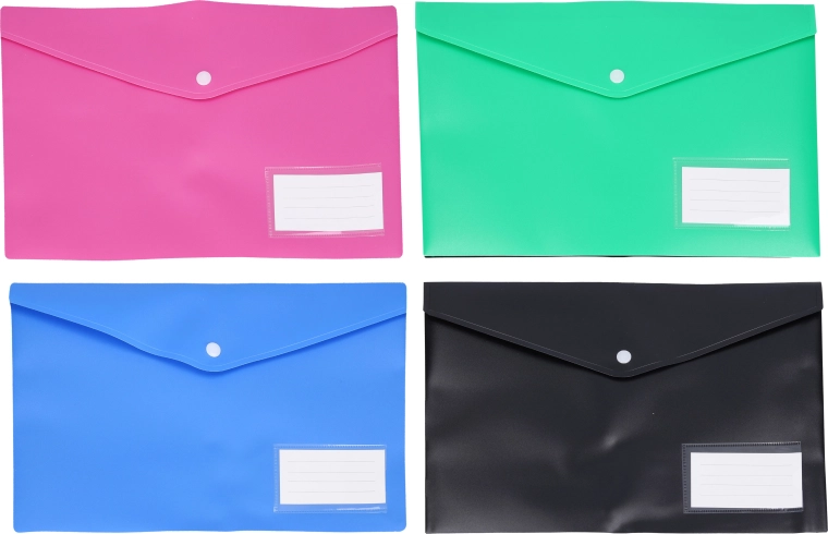 Pochette plastique pour documents A4 avec bouton-pression - 1 pièce