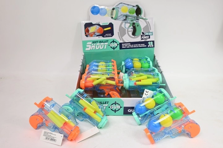 Pistolet lanceur pour enfants à fléchettes et balles en mousse (set de 12 projectiles)