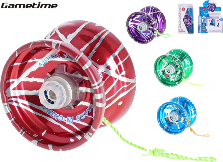 Yo-yo métallique Gametime 5,5 cm, mix de 4 couleurs, 12 pcs en boîte