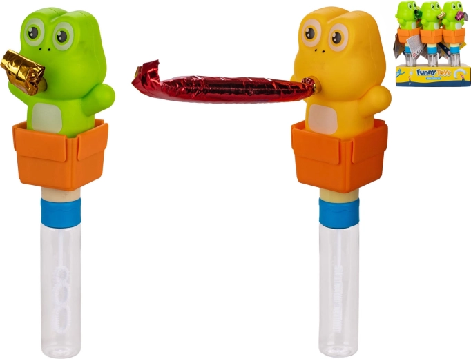 Bulle de savon grenouille avec sifflet de fête