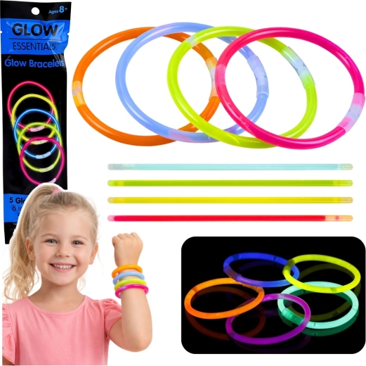 Bracelets fluorescents lumineux Neon Stick pour l’obscurité, 5 pièces