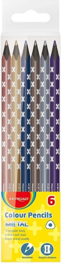 Crayons de couleur Keyroad métalliques triangulaires, 6 couleurs