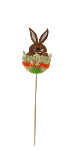 Décoration de Pâques sur pique – lapin dans une coquille 6 × 10 cm, assortiment de couleurs