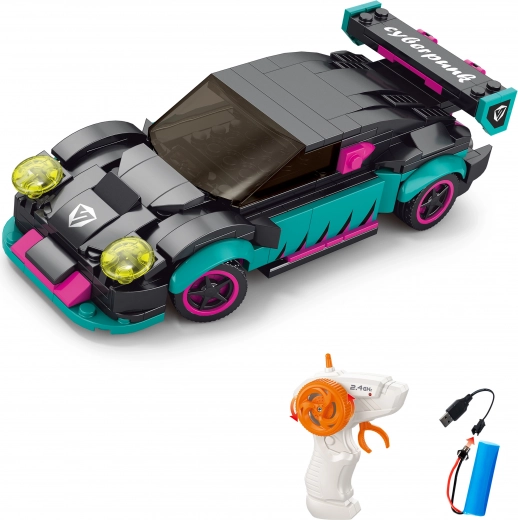Kit de construction d’une voiture RC turquoise télécommandée 17 cm, 265 pièces