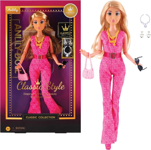 Marionnette poupée avec robe rose