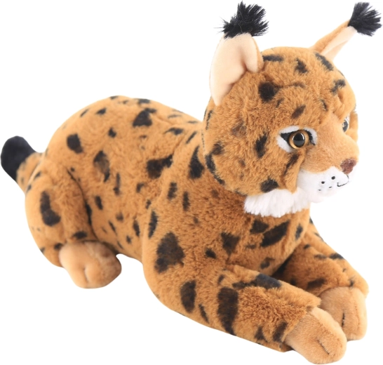 Lynx roux en peluche couché 30 cm