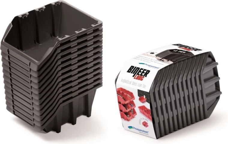 Ensemble de boîtes de rangement Bineer Long, 12 pcs, 190 × 77 × 120 mm, noir