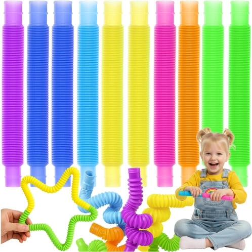 Tubes pop sensoriels 10 pcs – colorés, flexibles et extensibles KRUZZEL