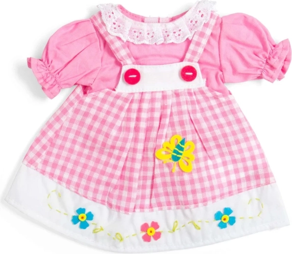 Bigjigs Toys robe à carreaux rose avec tablier pour poupée 34 cm