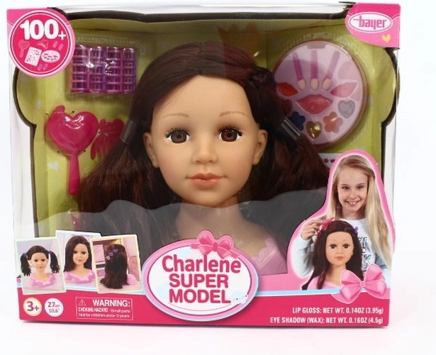 Tête à coiffer Bayer Charlene Super Model brune avec accessoires