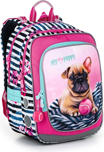 Sac à dos scolaire léger Topgal avec bouledogue
