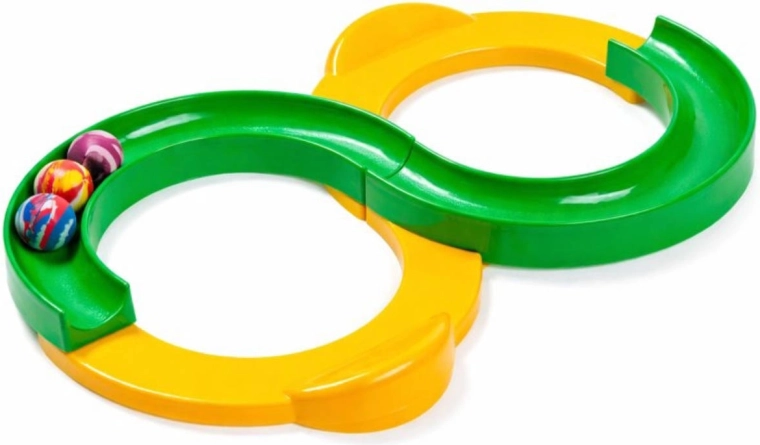 Merco huit infini – parcours d’équilibre avec bille vert-jaune