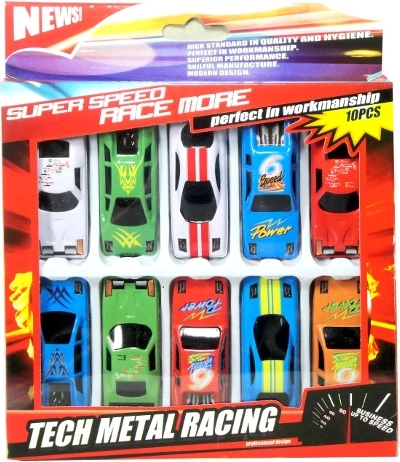 Lot de 10 petites voitures de sport colorées