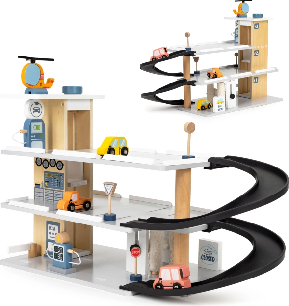 Garage en bois avec ascenseur et lave-auto ECOTOYS