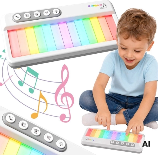 Piano tactile arc-en-ciel Woopie avec rétroéclairage et mode d’apprentissage - 1 pièce
