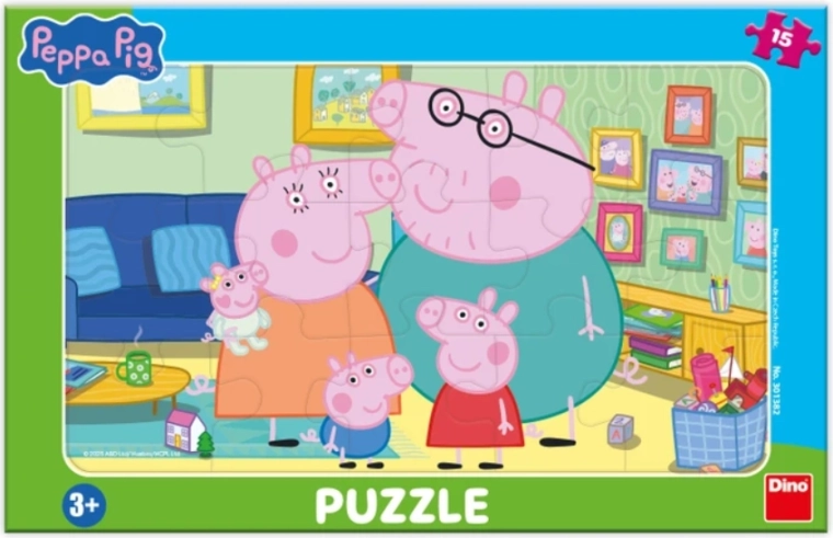 Puzzle Peppa Pig dans le salon 15 pièces