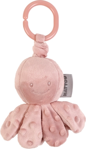 Pieuvre vibrante Nattou sur anneau en C Lapidou dusty pink 20 cm