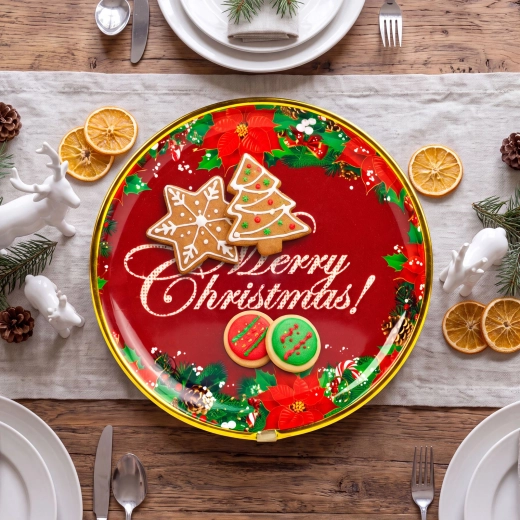 Assiette de Noël en plastique Merry Christmas, 22 cm