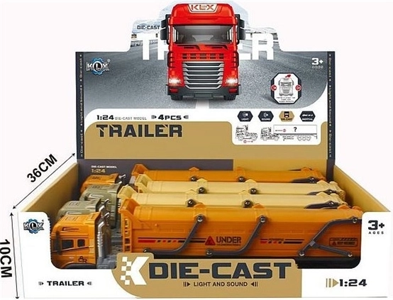 Camion métallique avec semi-remorque, effets lumineux et sonores, 39 cm - 1 pièce