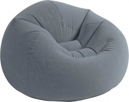 Pouf gonflable imitation velours côtelé – gris