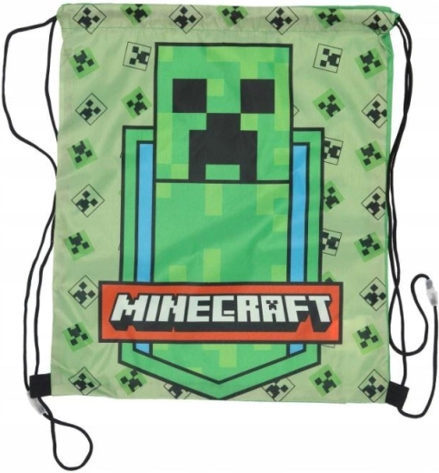 Sac à dos enfant Minecraft à cordons avec motif Creeper 40 × 35 cm