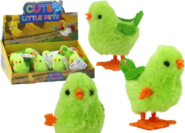 Jouet à remonter poulet sautant vert
