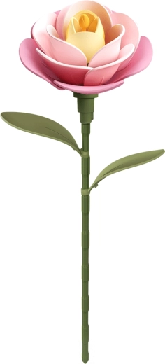 Robotime Rokr Fleur 3D Camélia rose – kit sans colle, 37 pièces