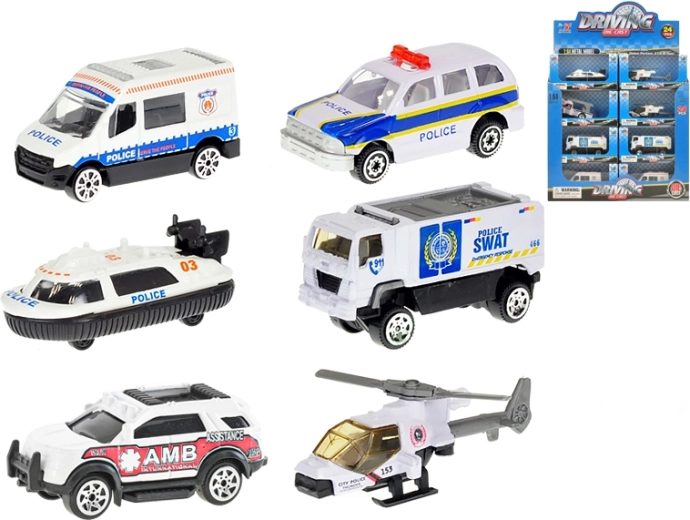 Ensemble de véhicules de police en métal 1:64 – 24 pcs