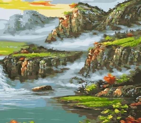 Norimpex Peinture par numéros Montagnes brumeuses 40 × 50 cm