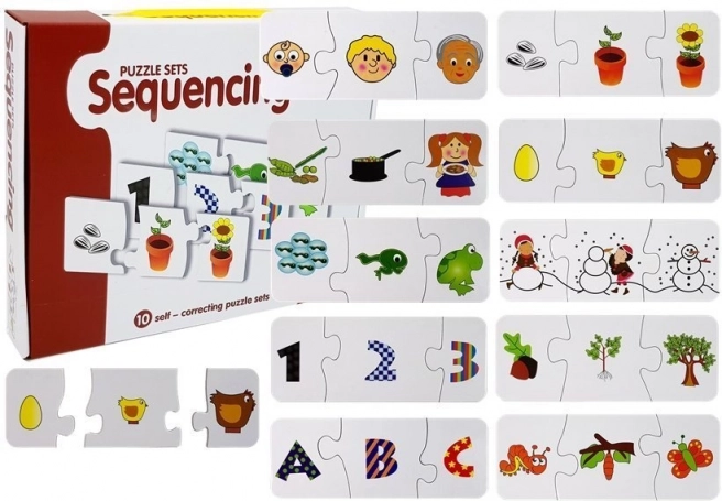 Puzzle séquentiels éducatifs – 10 ensembles pour apprendre les nombres, les lettres et les cycles de vie
