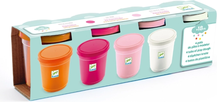 Pâte à modeler colorée Djeco, 4 couleurs pastel