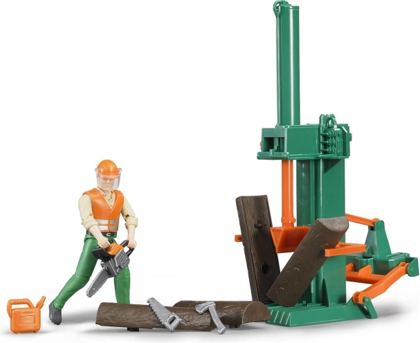 Bruder set forestier bworld avec fendeuse à bois 1:16