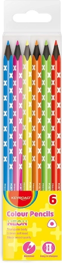 Crayons KEYROAD Néon triangulaires 6 pcs