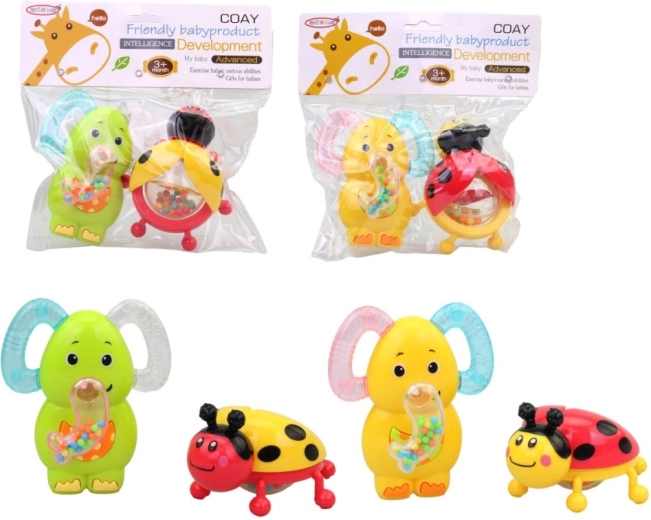 Hochets pour bébé avec animaux - 2 pièces