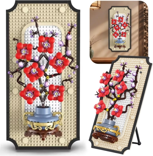 Maquette décorative : fleurs dans un vase en cadre