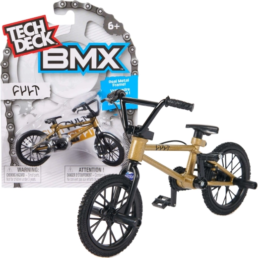 Fingerbike BMX Tech Deck Cult doré d’occasion avec autocollants - 1 pièce