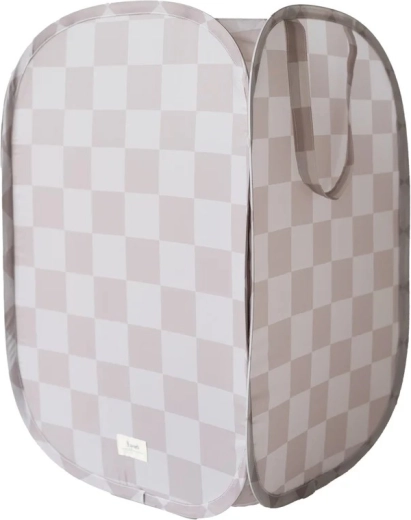 3 Sprouts panier de rangement pliable recycled checkerboard beige - 1 pièce