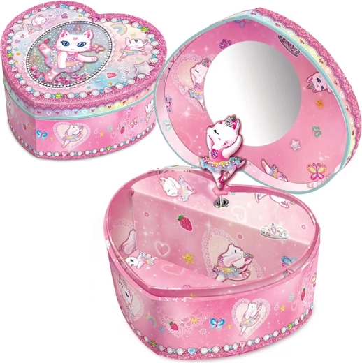 Boîte à bijoux musicale Chat Cœur