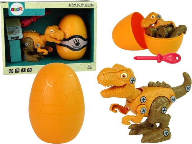 Kit de construction dinosaure Tyrannosaurus rex avec œuf et tournevis – orange