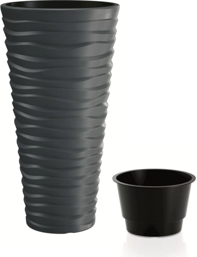 Cache-pot Sand Slim avec insert anthracite