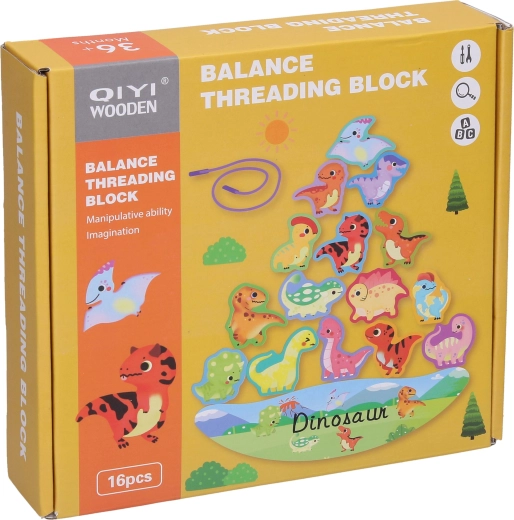 Jeu d’équilibre en bois dinosaures 16 pièces