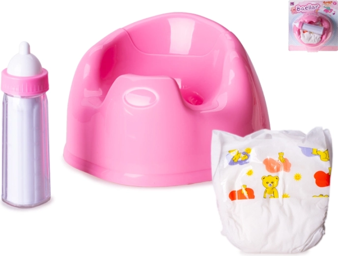 Pot de chambre avec accessoires pour poupées, coloris rose