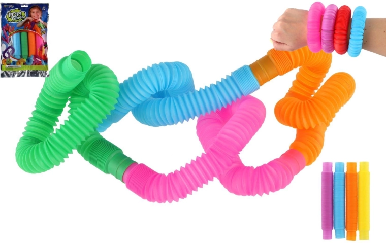 Tubes pop sensoriels – set de 4 pcs, extensibles et connectables
