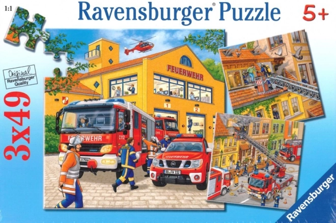 Puzzle Ravensburger pompiers 3x49 pièces