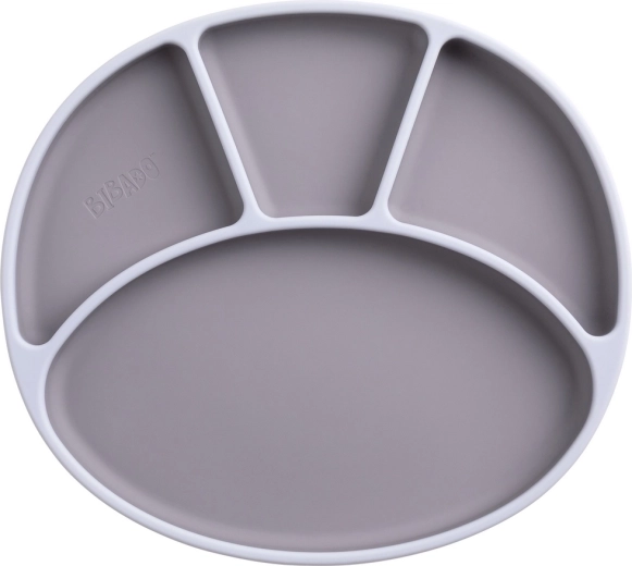 Assiette compartimentée en silicone Bibado avec ventouse, Mist